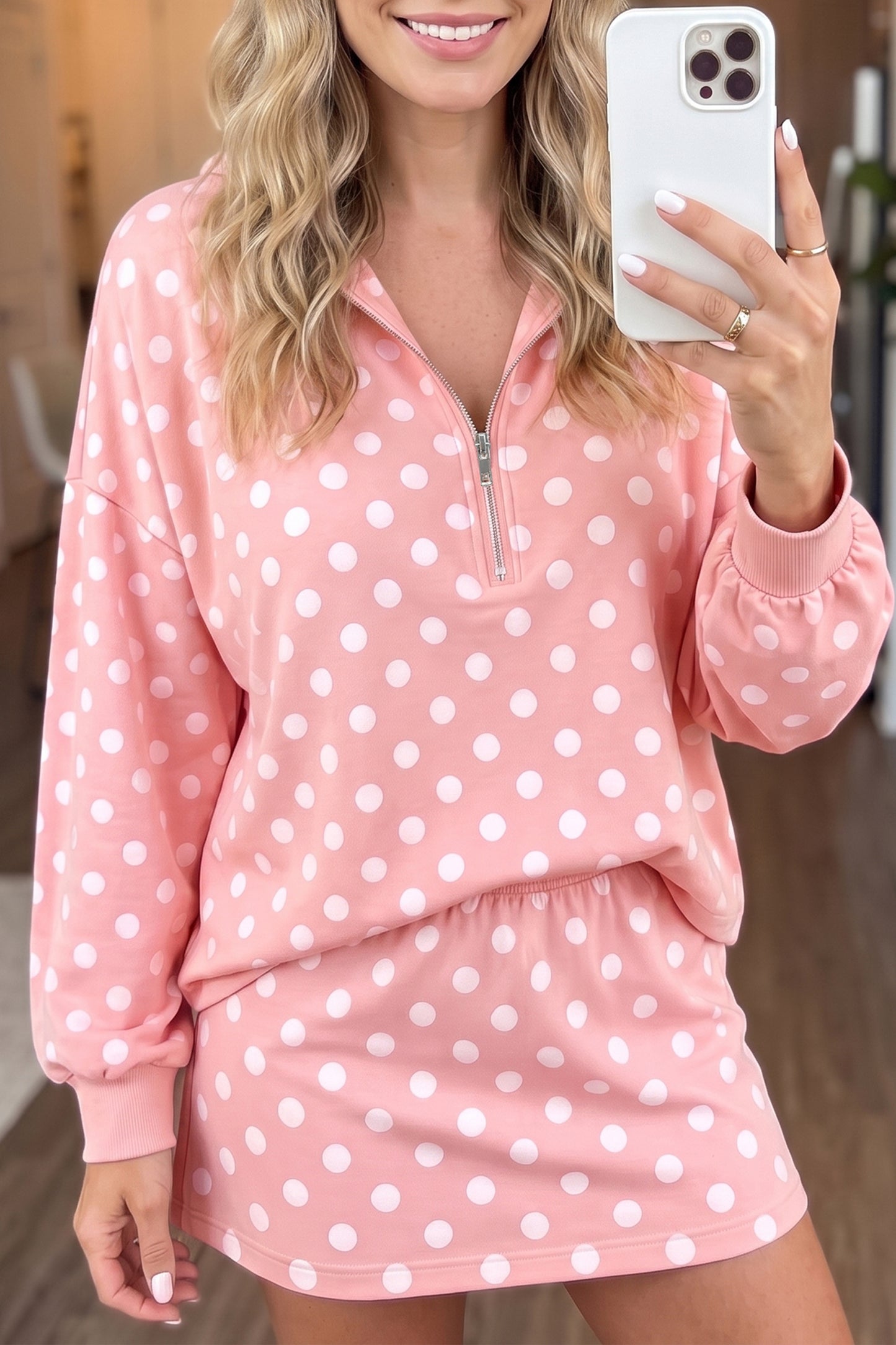 Polka Dot Hoodie & Mini Skort Set