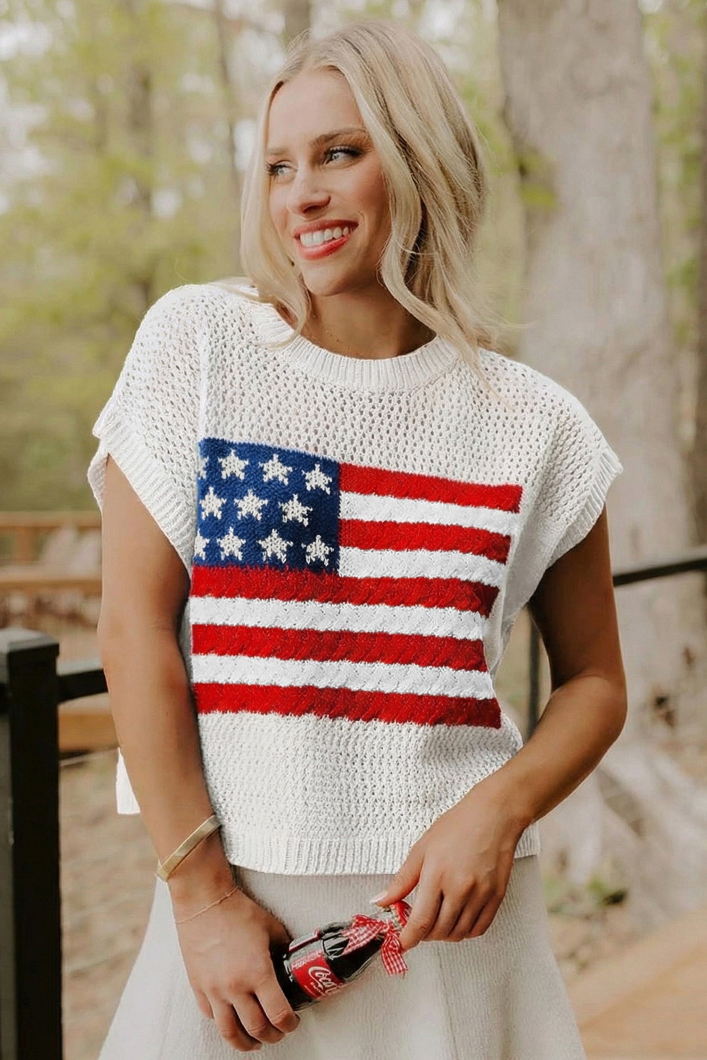 American Flag Short Sleeve Sweater