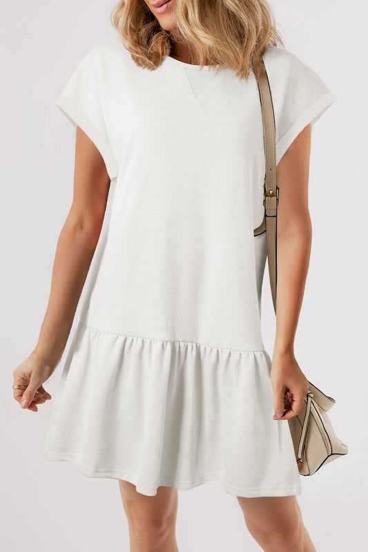 White Drop Waist T Shirt Dress