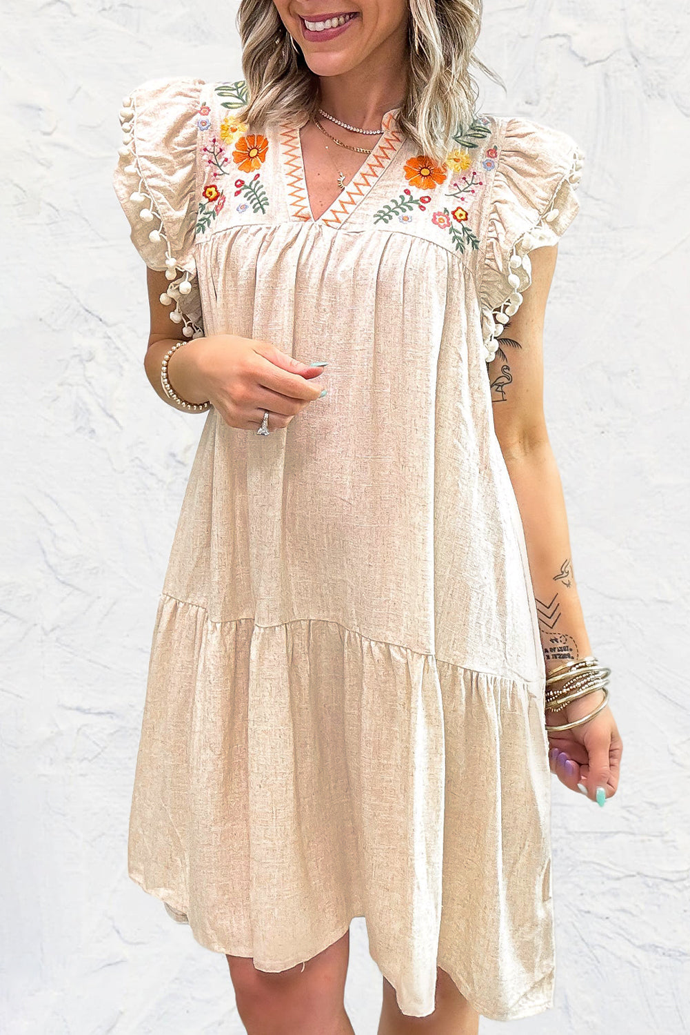 Embroidered Linen Dress