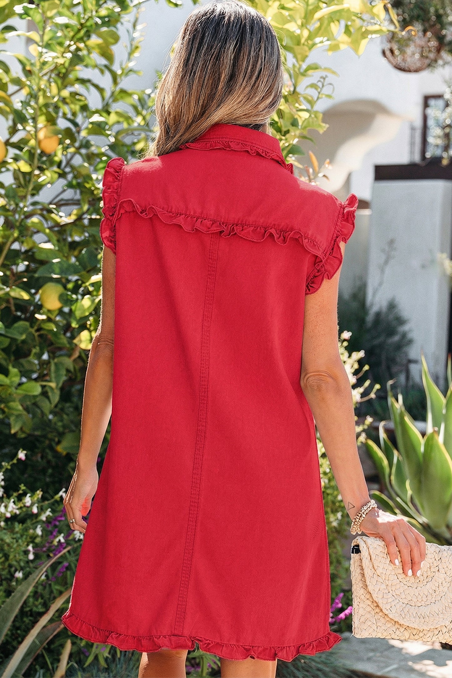 Ruffled Edge Denim Dress