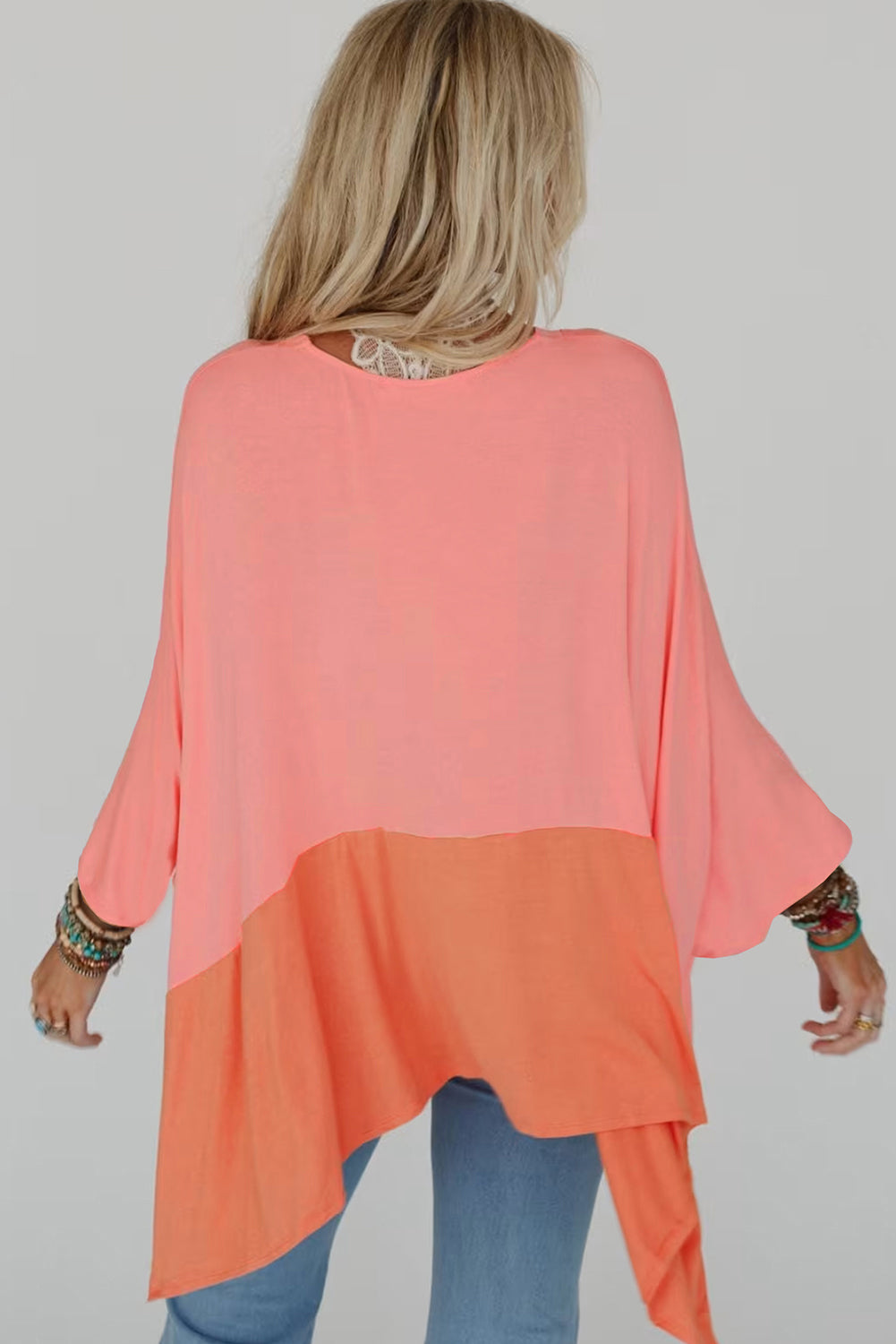 Orange V Neck Oversized Top