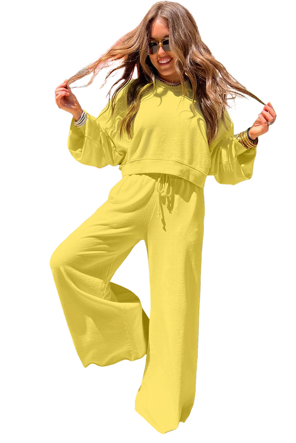 Crop Pullover and Wide Leg Pants Set