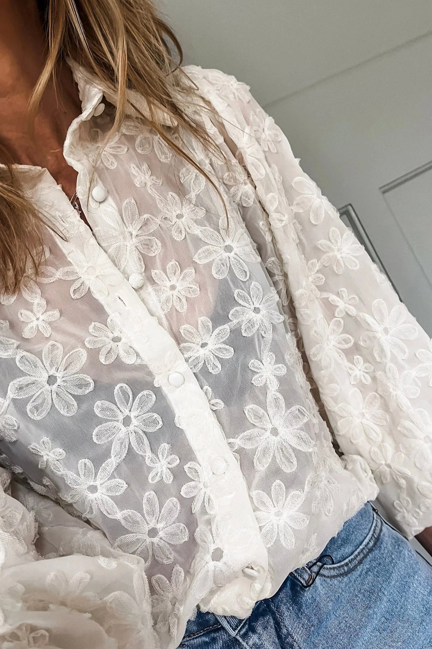 Sheer Floral Blouse