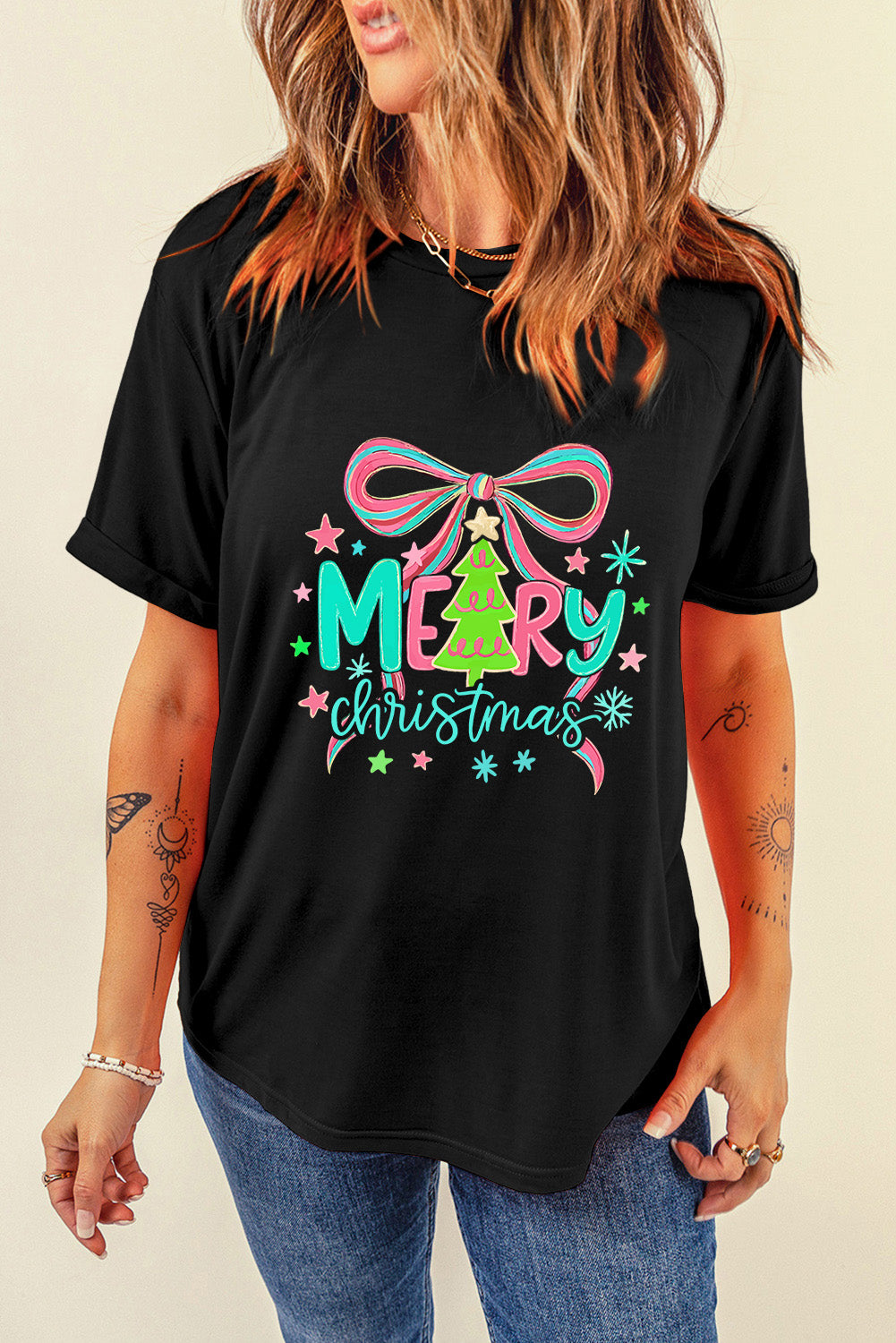Black MERRY Christmas Vibrant T Shirt