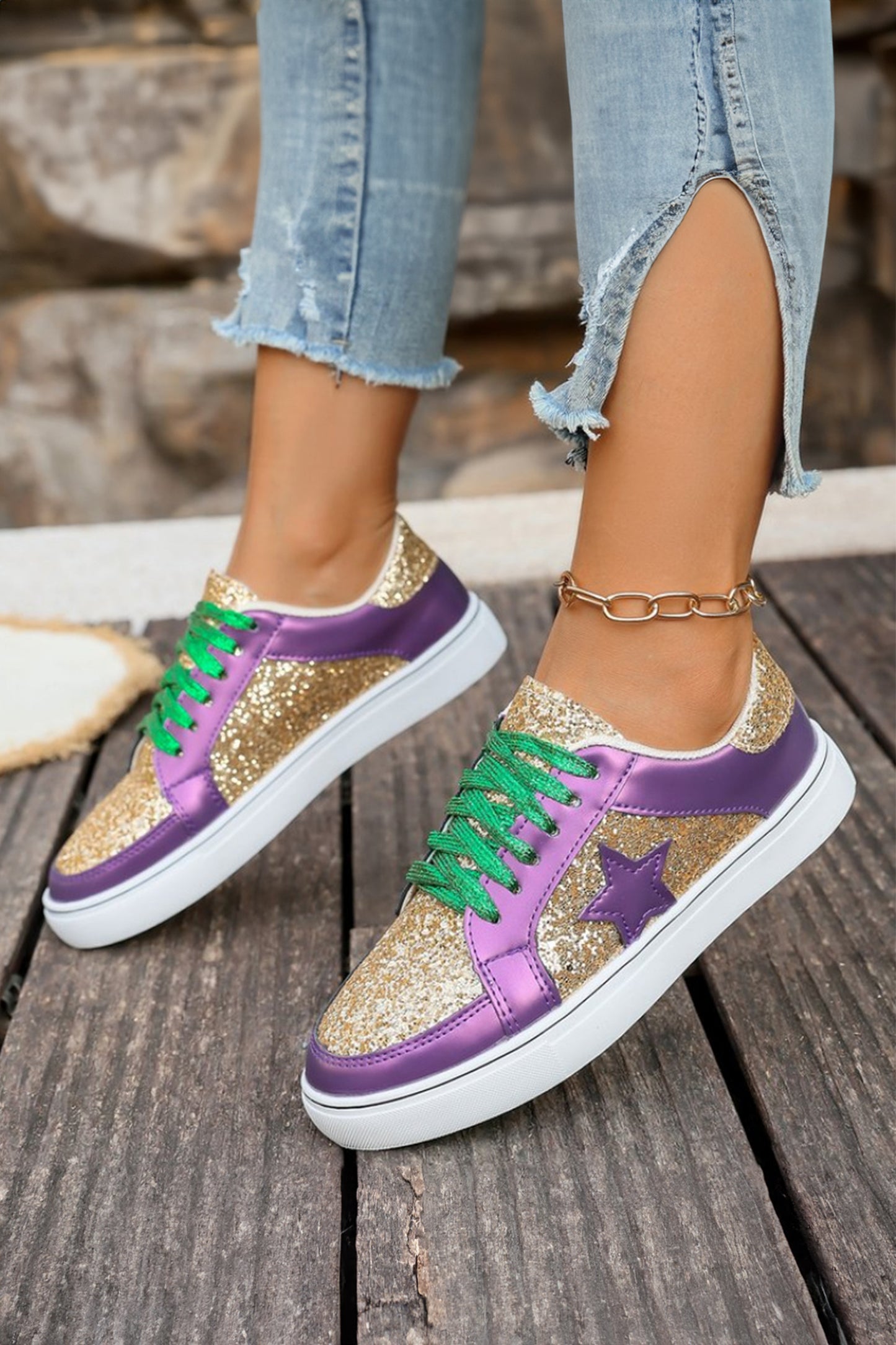 Glitter Mardi Gras Sneakers