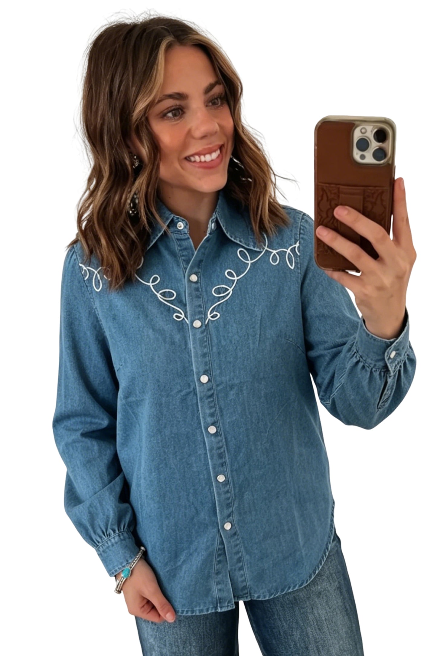 Denim Western Embroidered Shirt