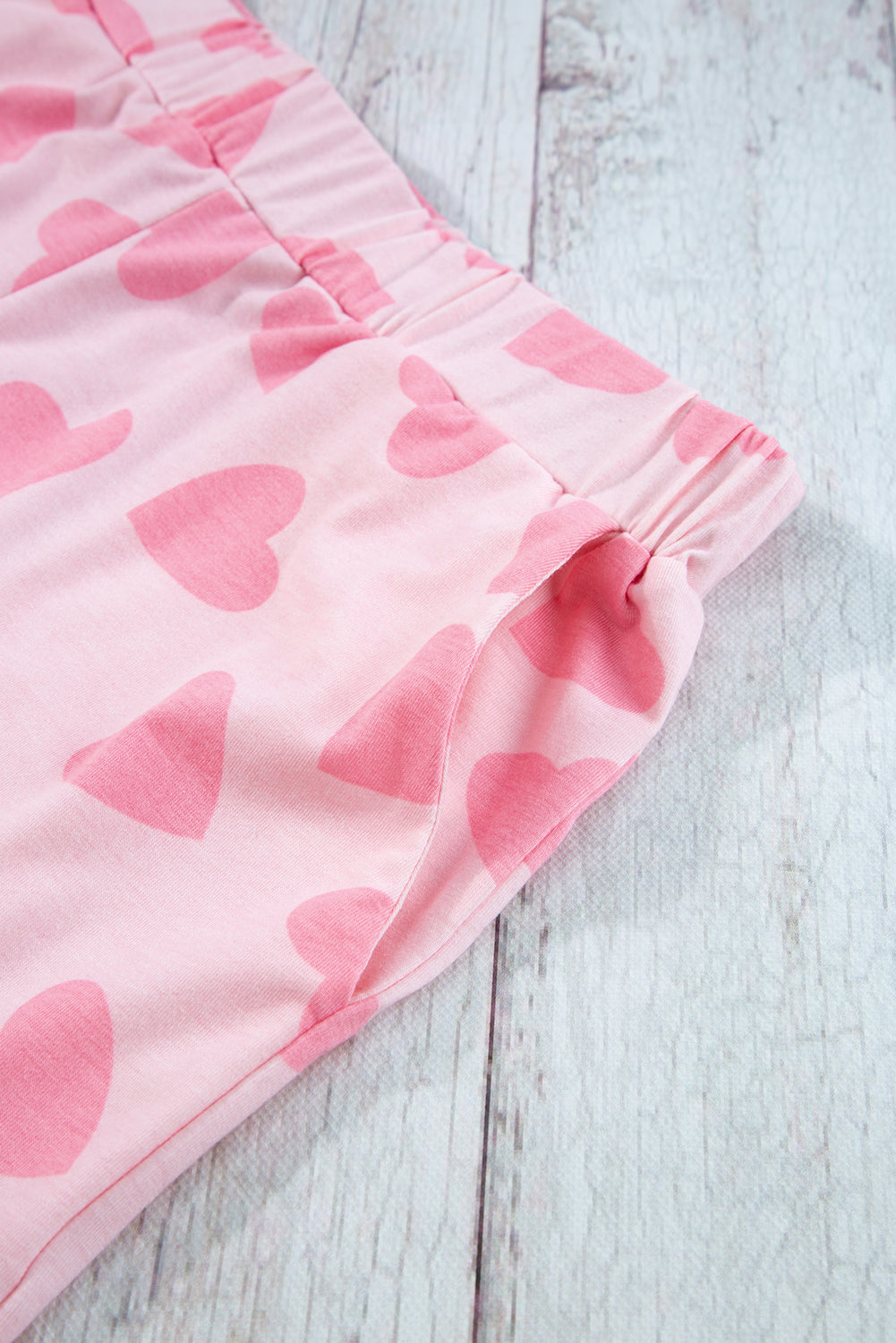 Heart Print Long Shorts Loungewear Set