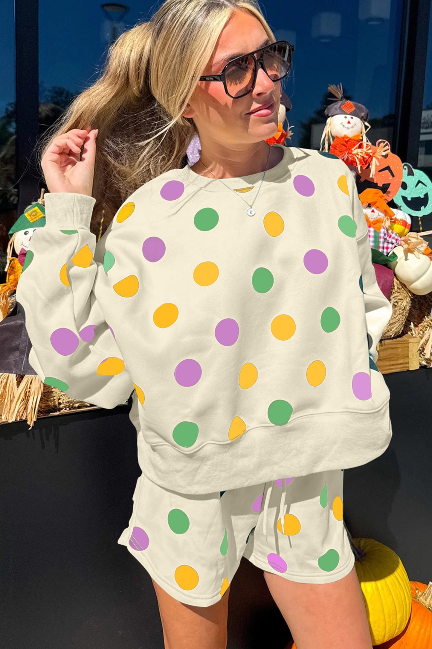 Mardi Gras Polka Dot Shorts Set