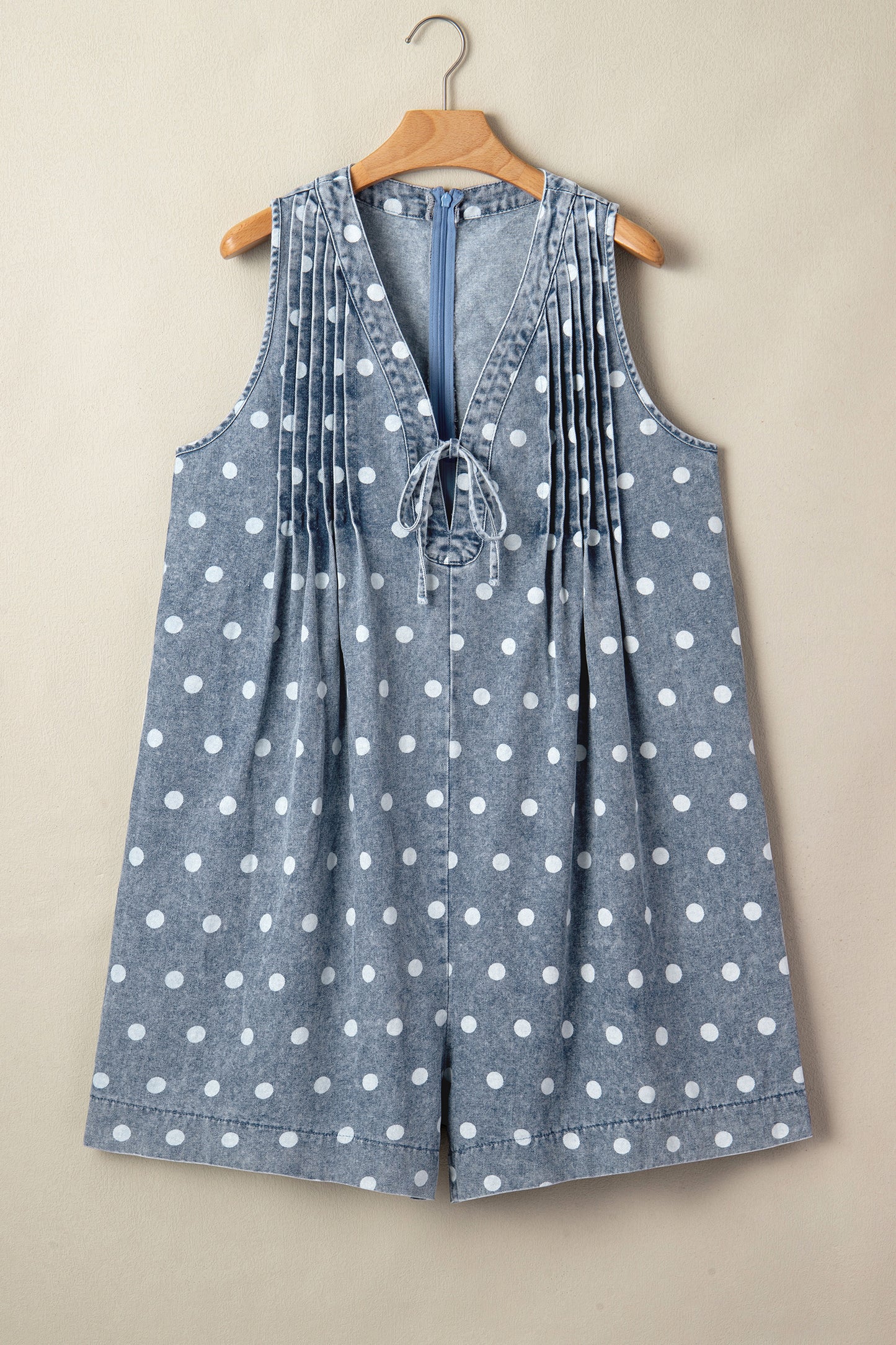 Polka Dot Denim Romper
