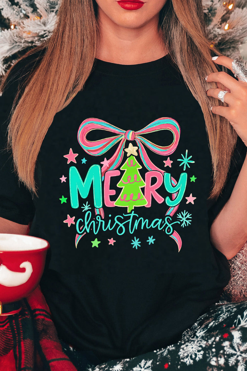 Black MERRY Christmas Vibrant T Shirt