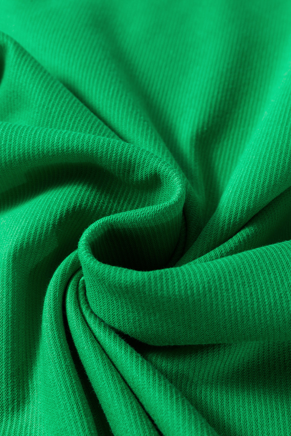 Green Contrast Trim Textured Tee and Shorts Set