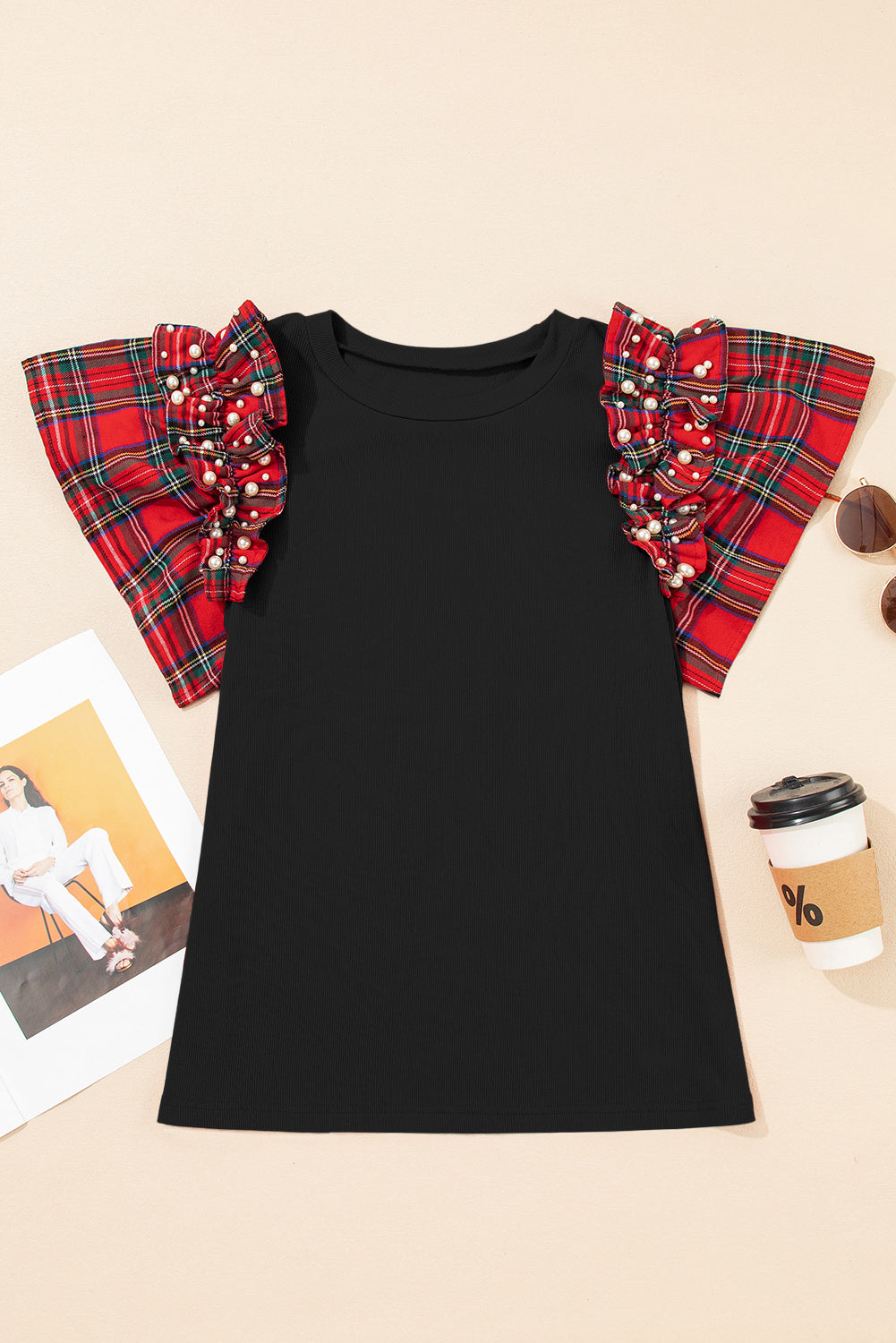 Plaid and Pearl Christmas Shirt