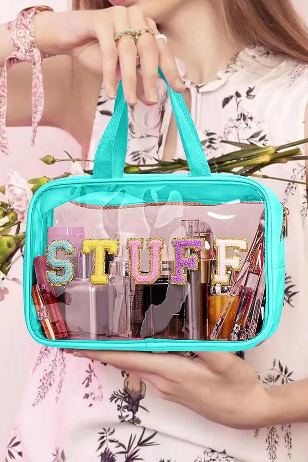 STUFF Chenille Patch Clear Makeup Bag