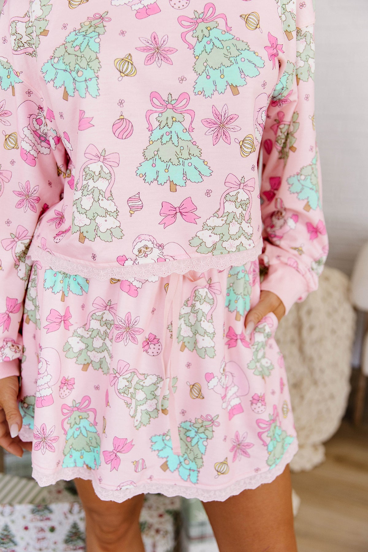 Christmas Print Skirt Set