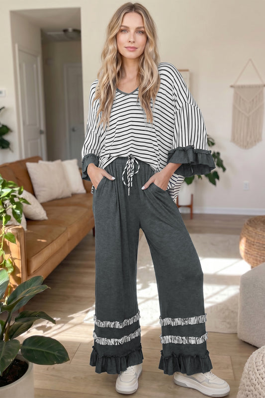 Ruffle Trim Top and Pants Set