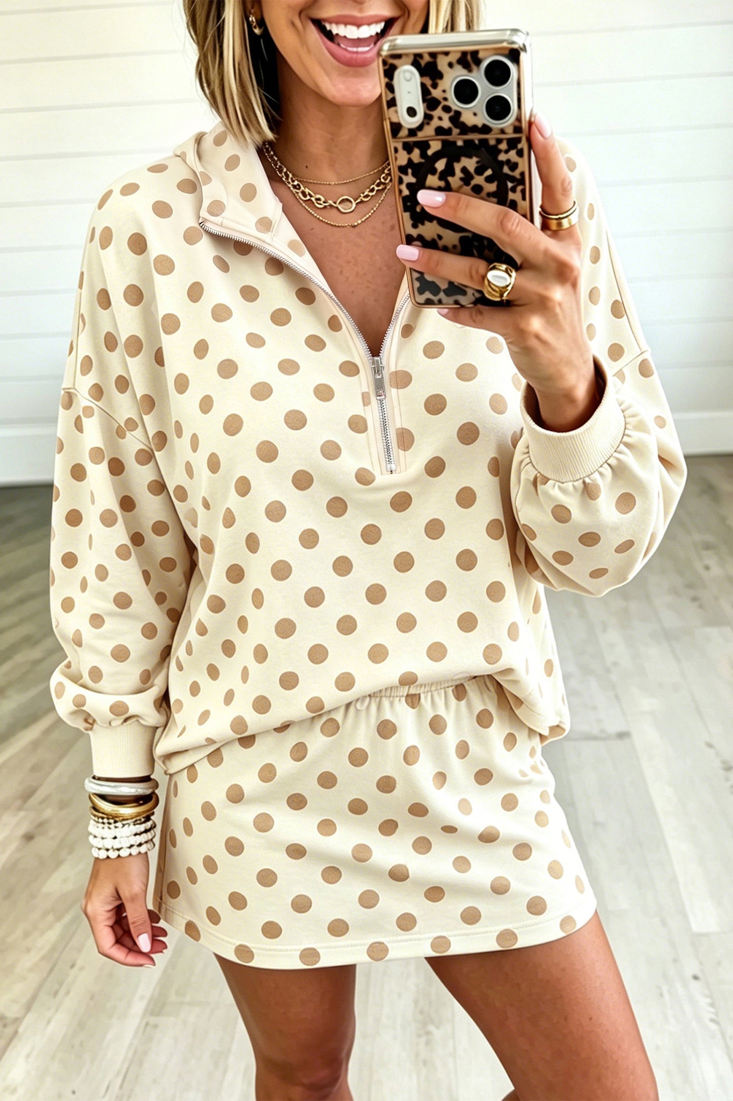 Polka Dot Hoodie & Mini Skort Set