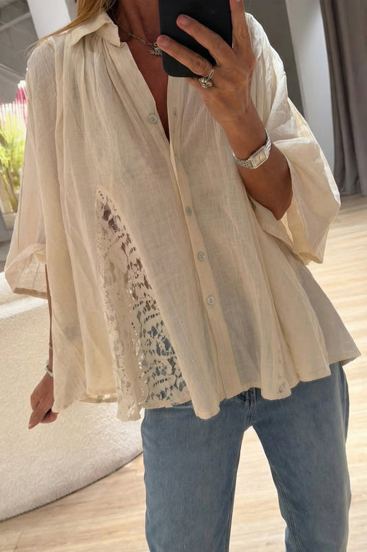 Gauze & Lace Flowy Shirt