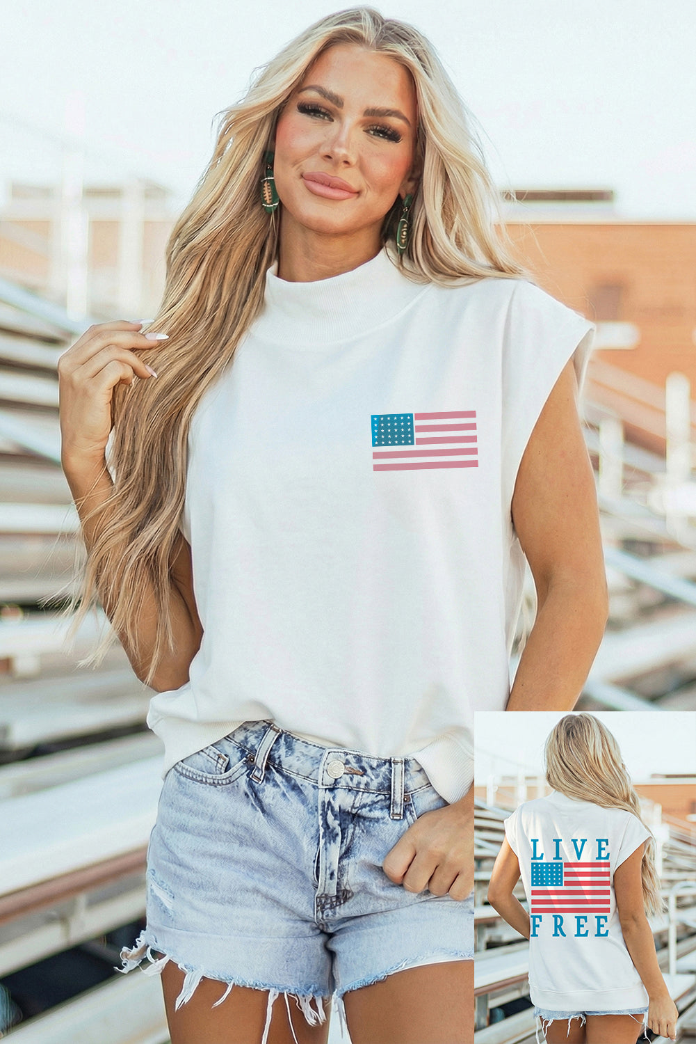 Live Free Flag Top