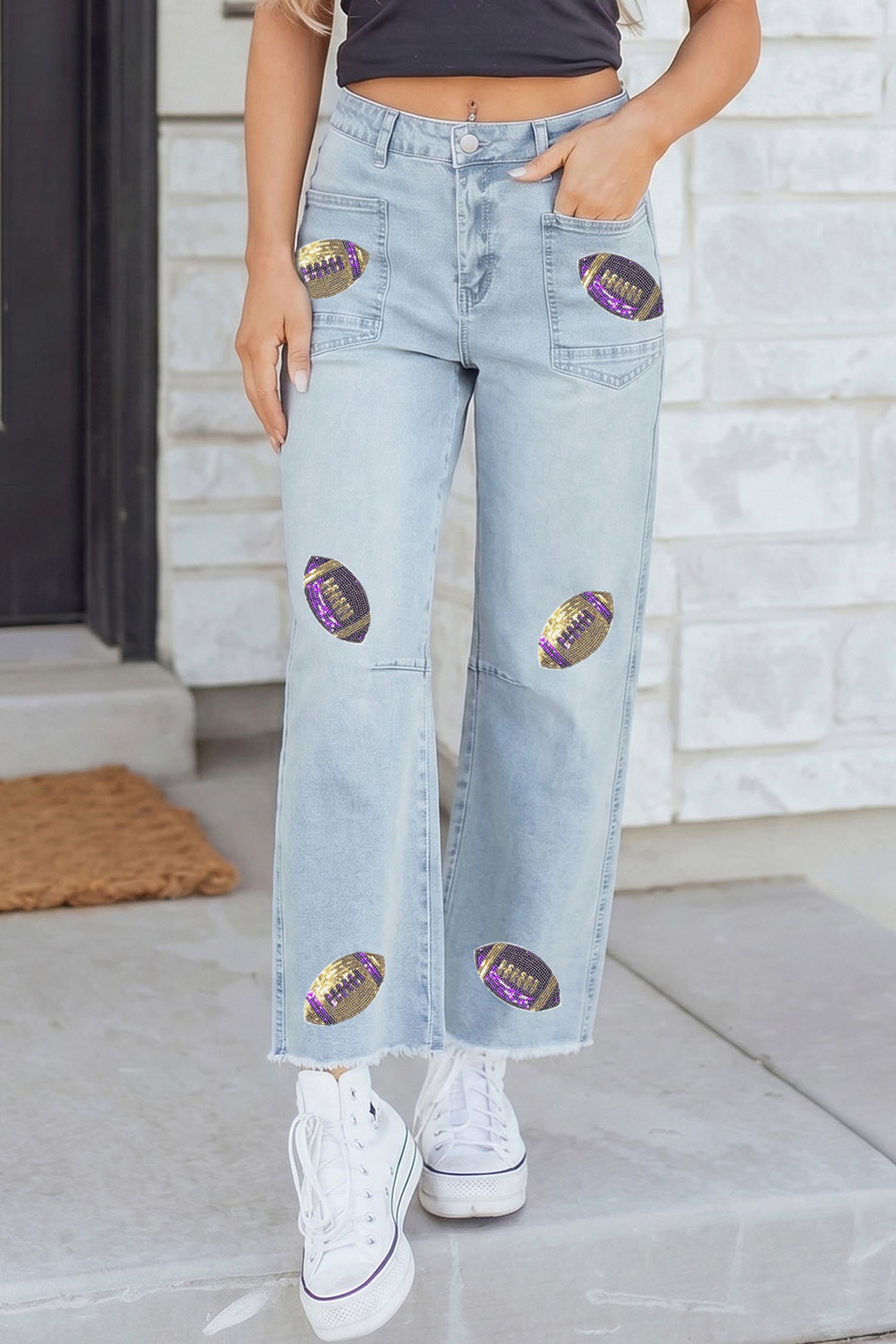 Purple and Gold Ankle Jeans