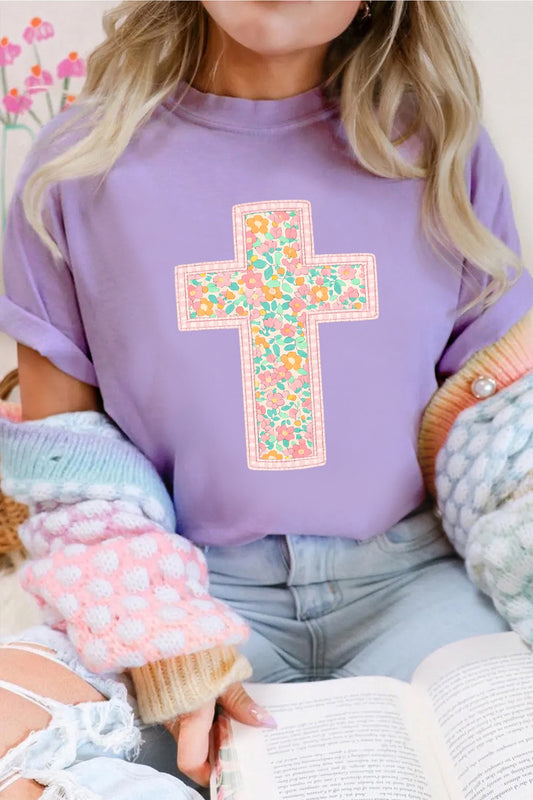 Floral Cross Easter Tee
