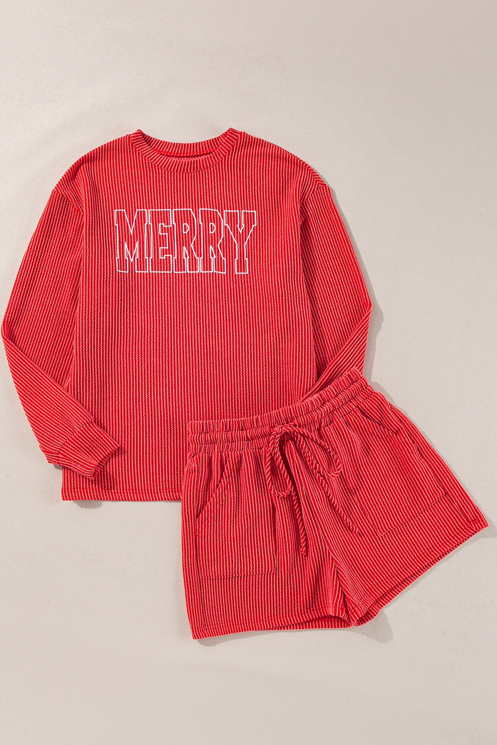 Corded MERRY Shorts Pajama Set