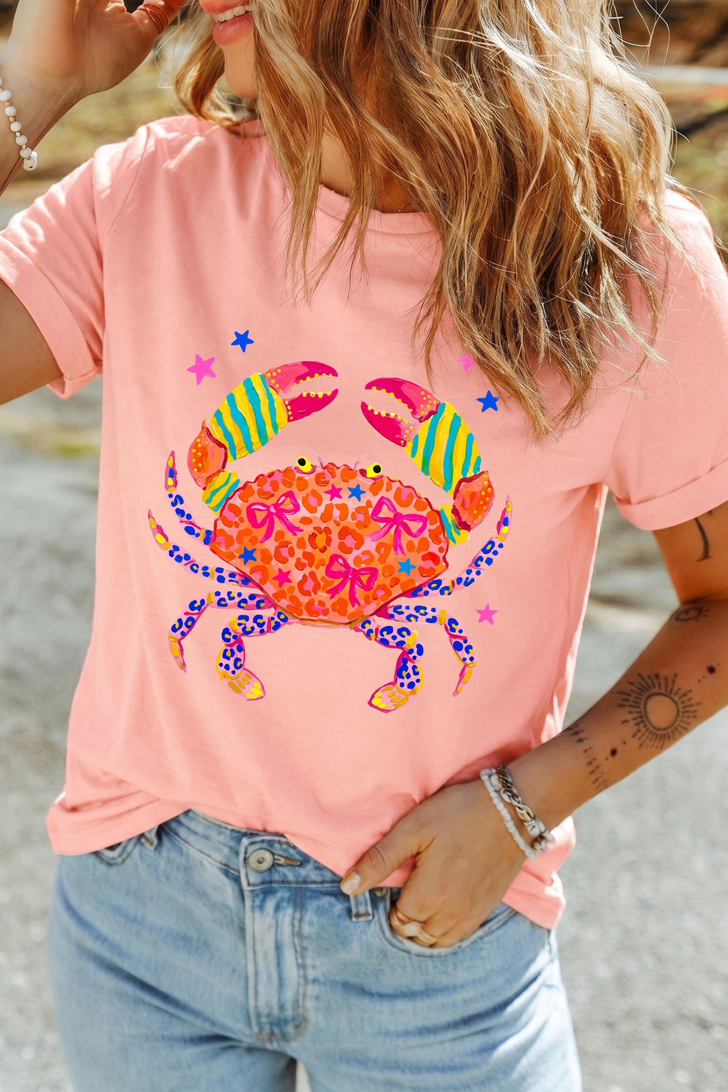Pink Crab Print Tee