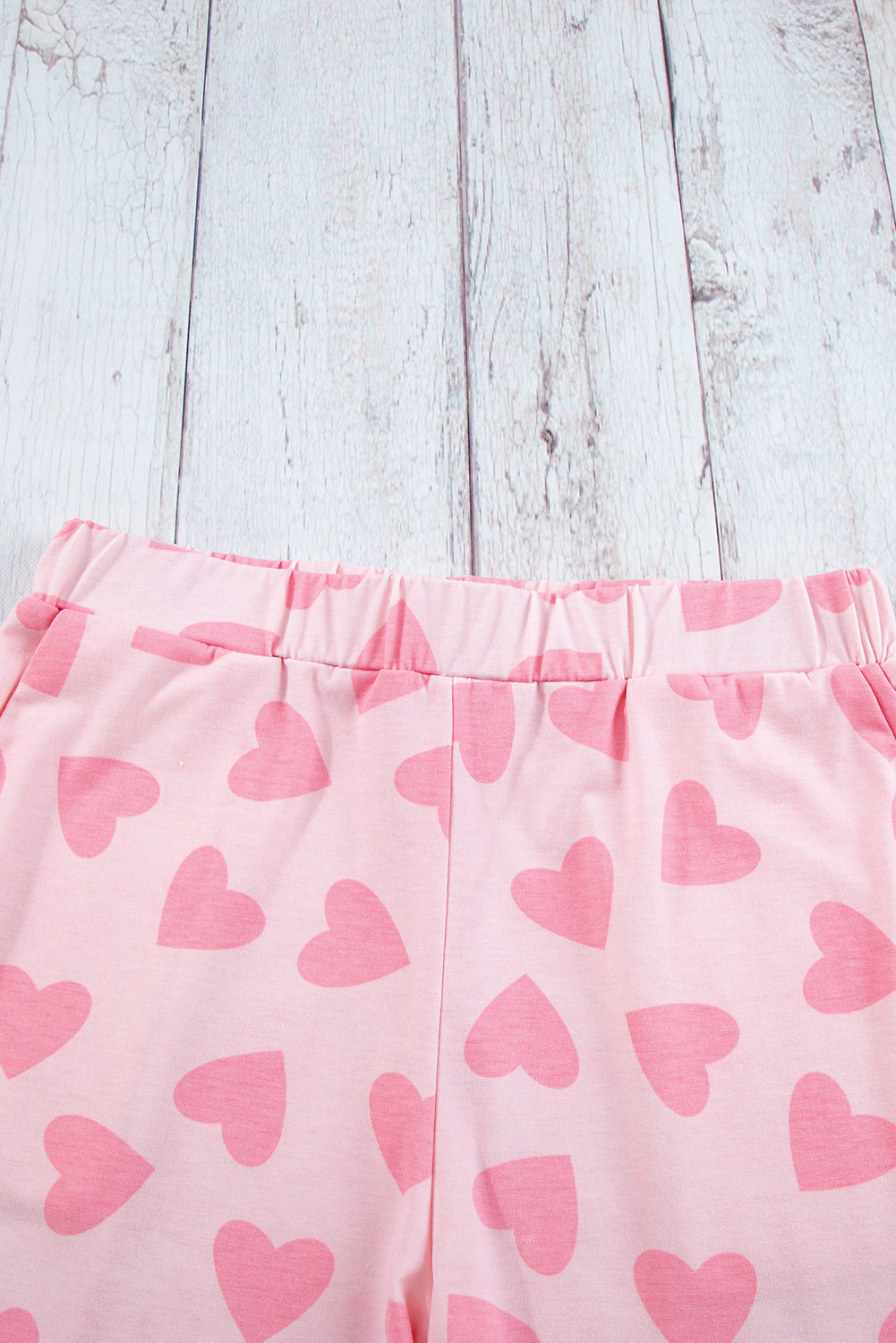Heart Print Long Shorts Loungewear Set