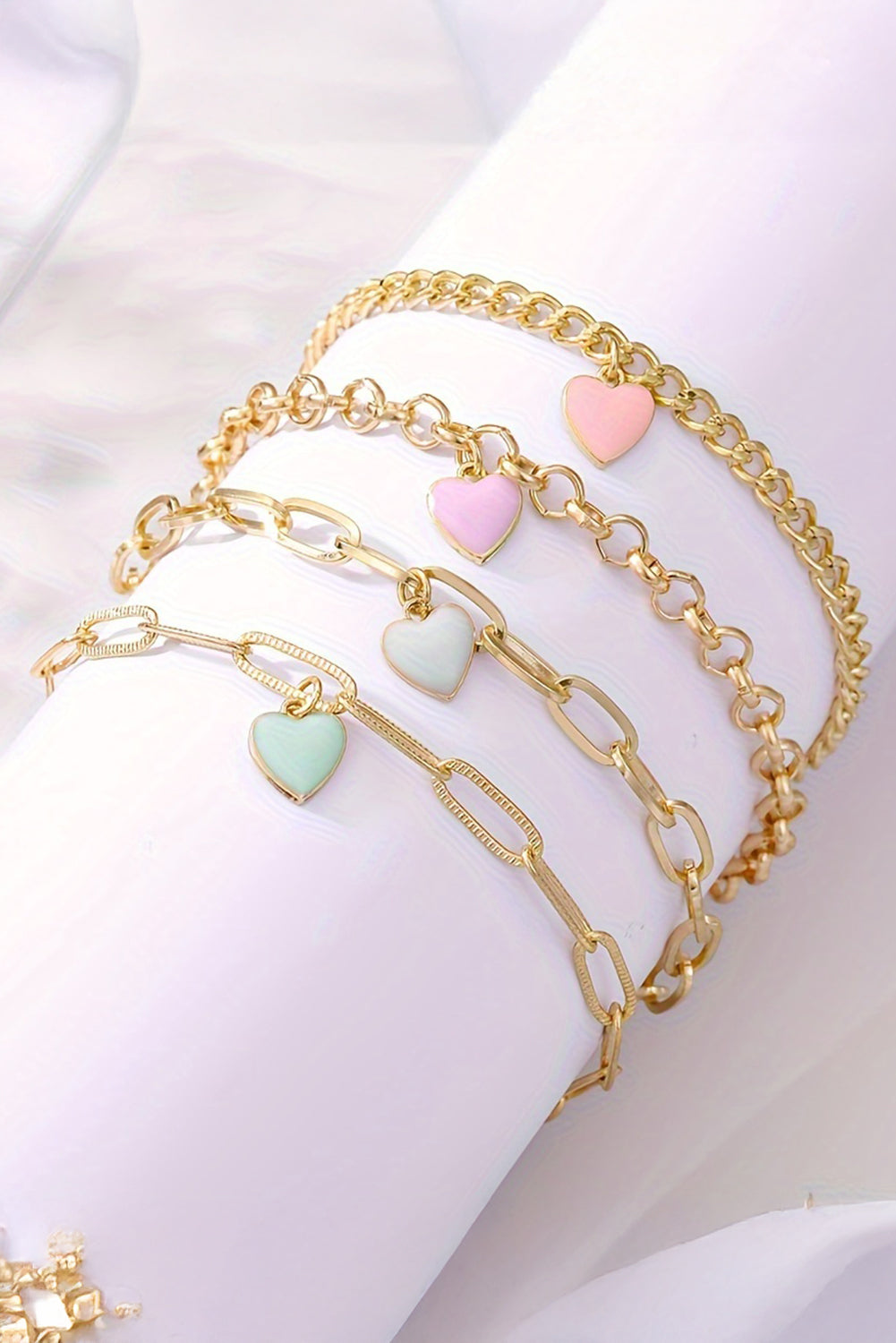 Gold Heart Multi Layer Adjustable Chain Bracelet