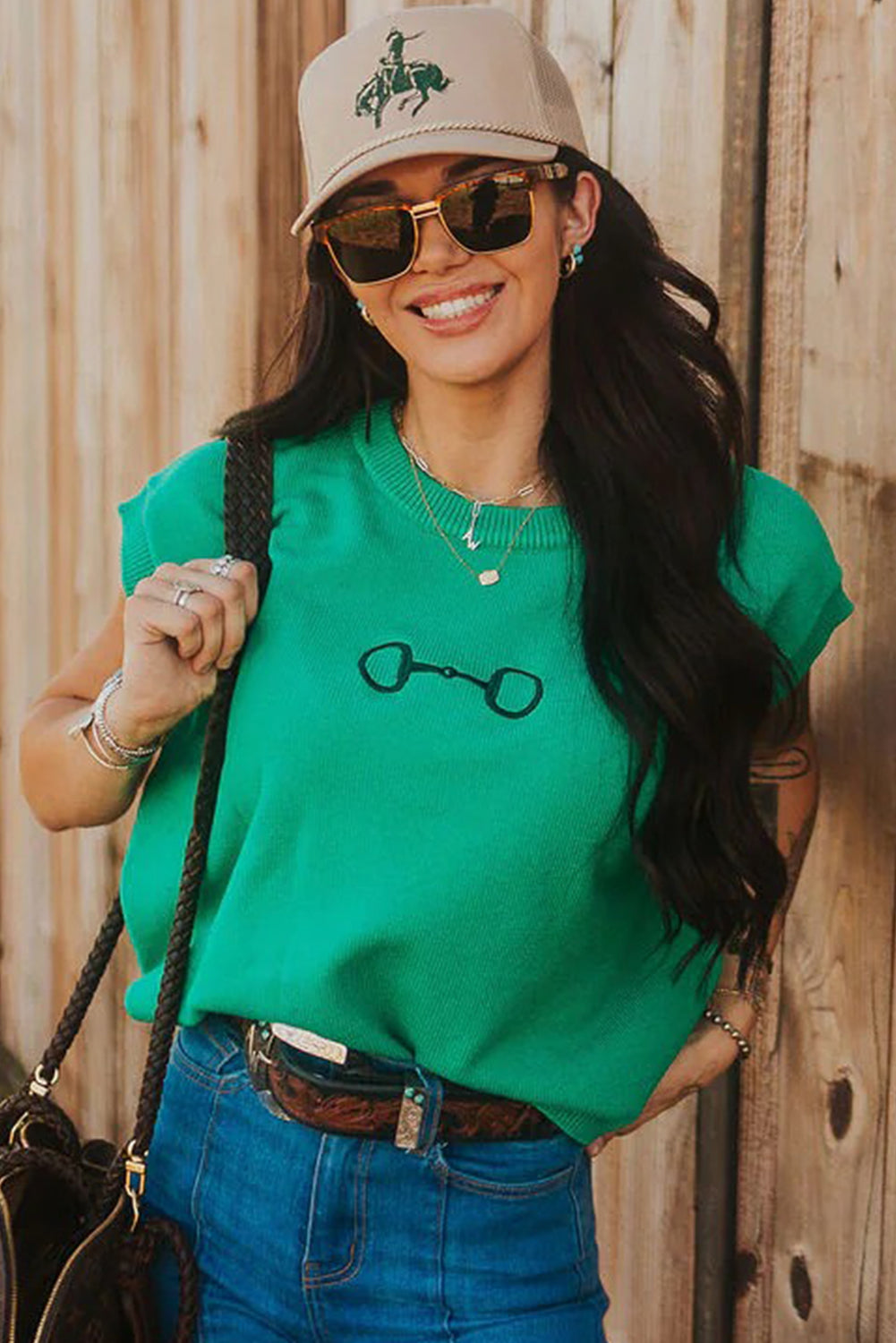 Green Horse Bit Sweater