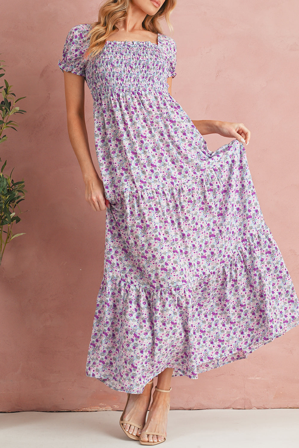 Floral High Waist Maxi Dress