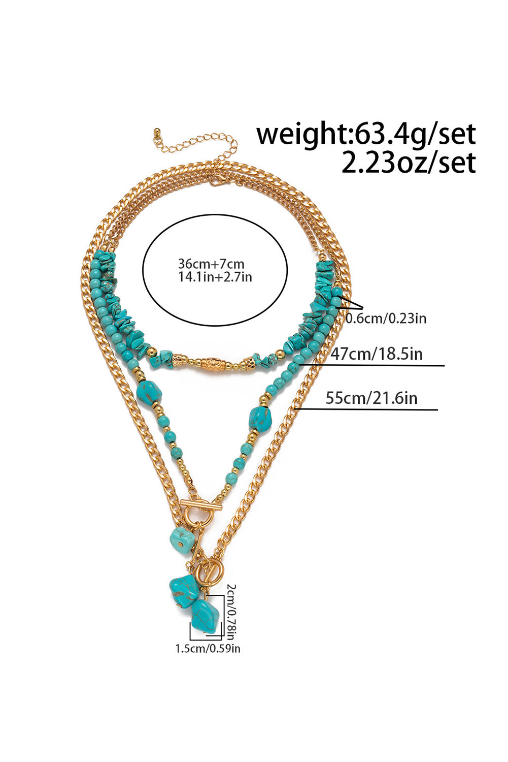 Gold and Turquoise Multi Layer Necklace