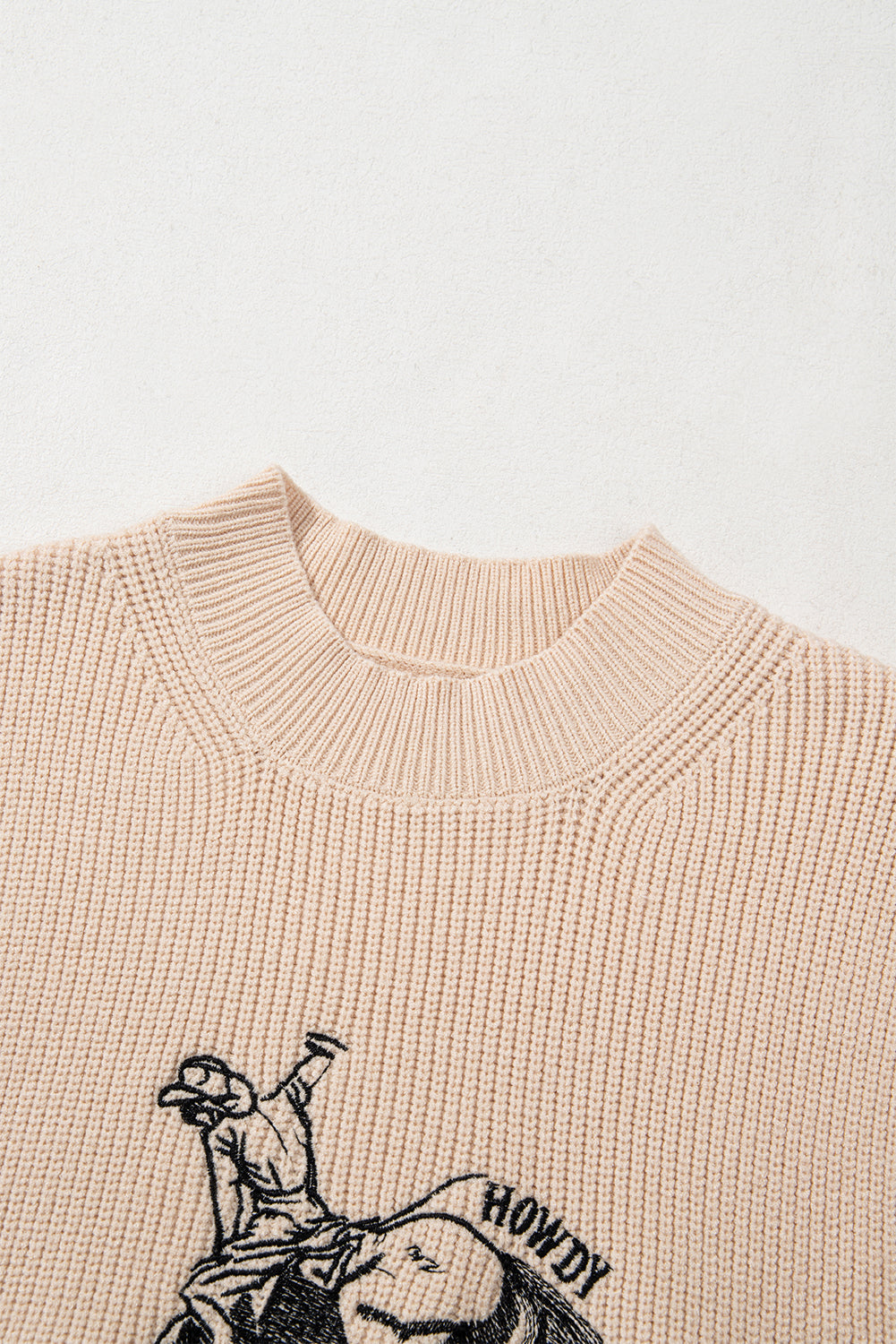 Oatmeal Cowboy Short Sleeve Sweater