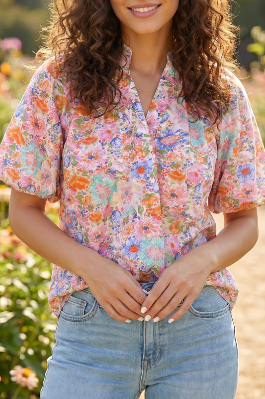 Pink Floral  Blouse
