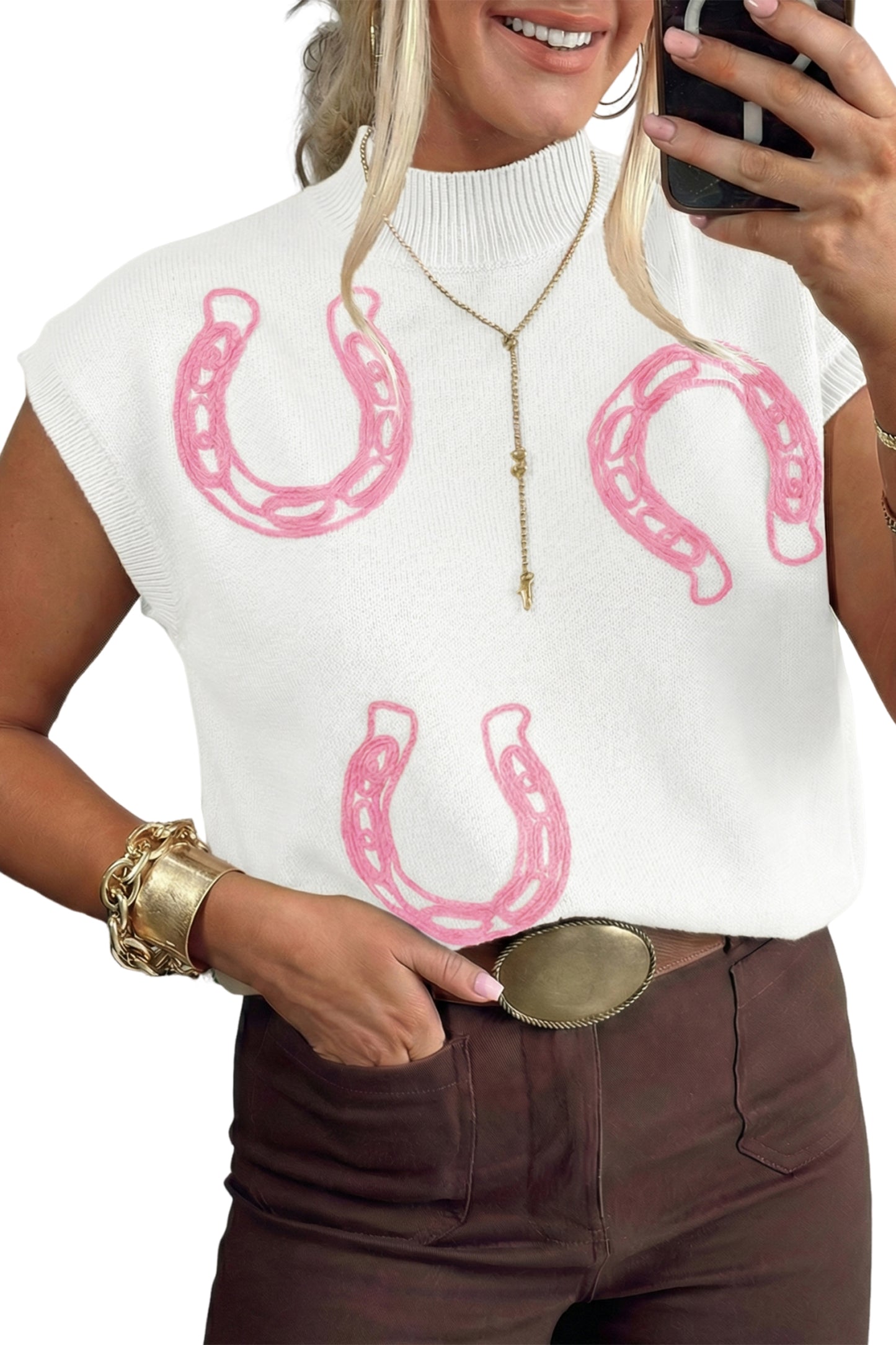 Horseshoes Mock Neck Sweater