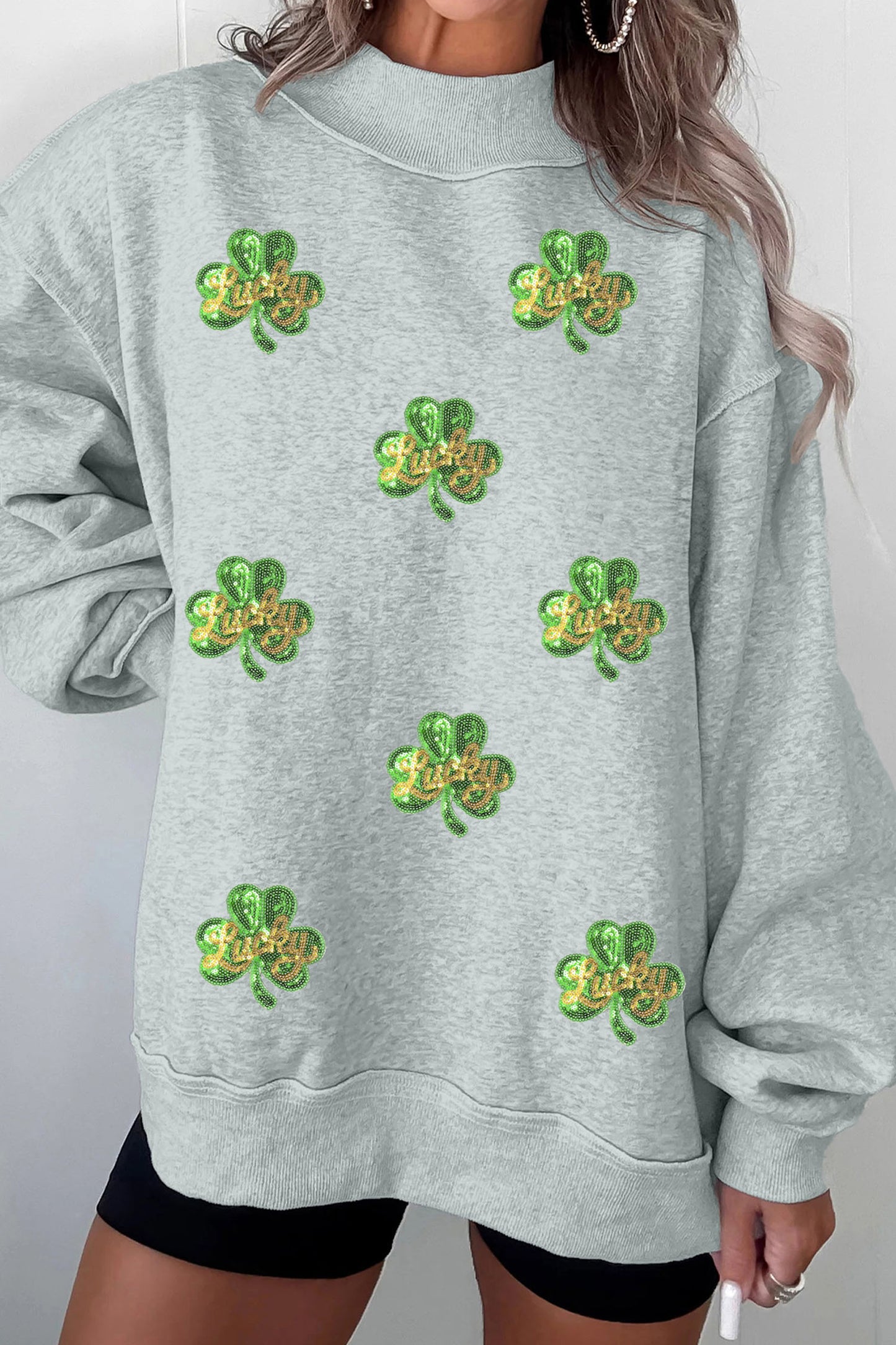Sequin Lucky Shamrock Sweatshirt