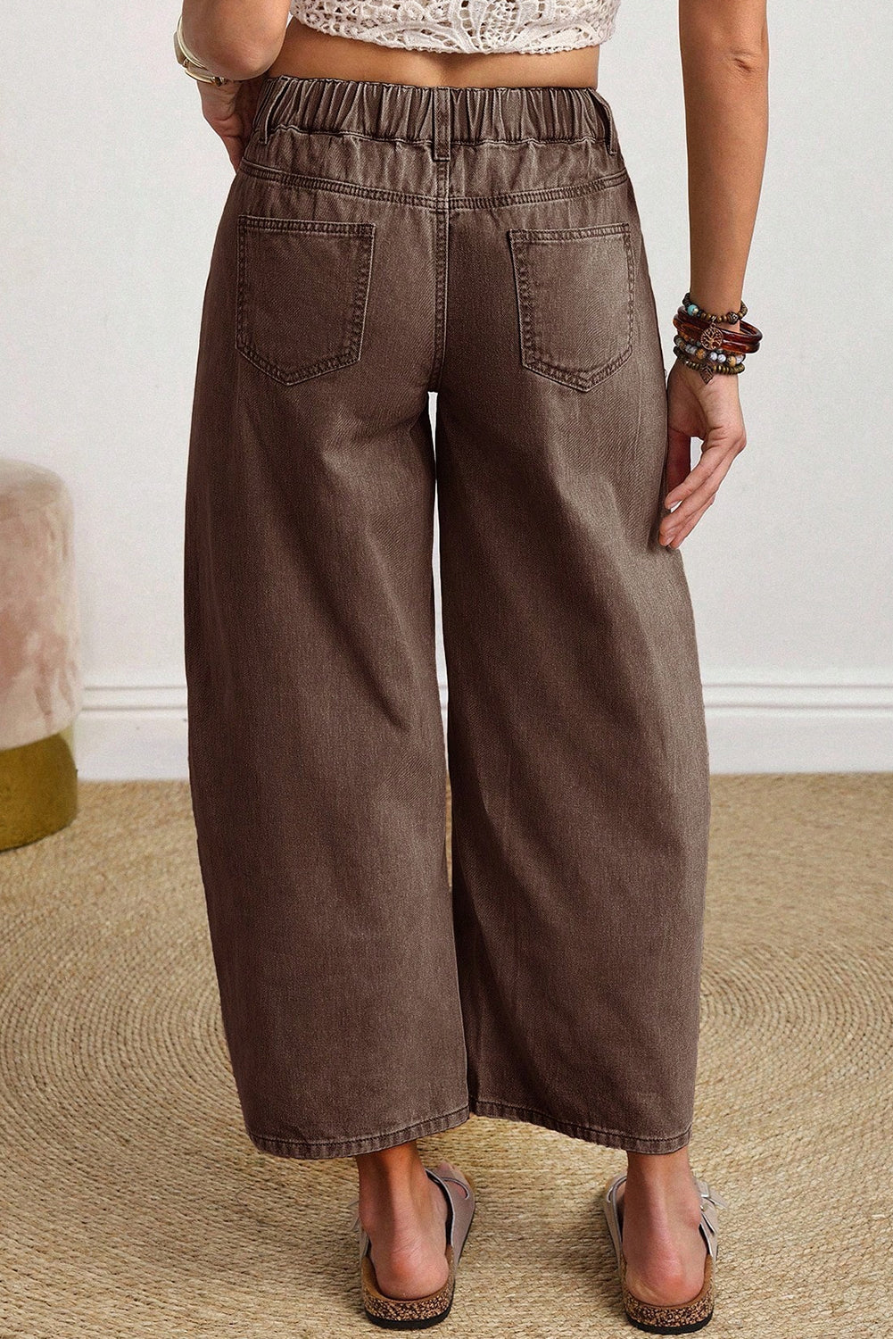 Patch Pocket Ankle-length Barrel Jeans