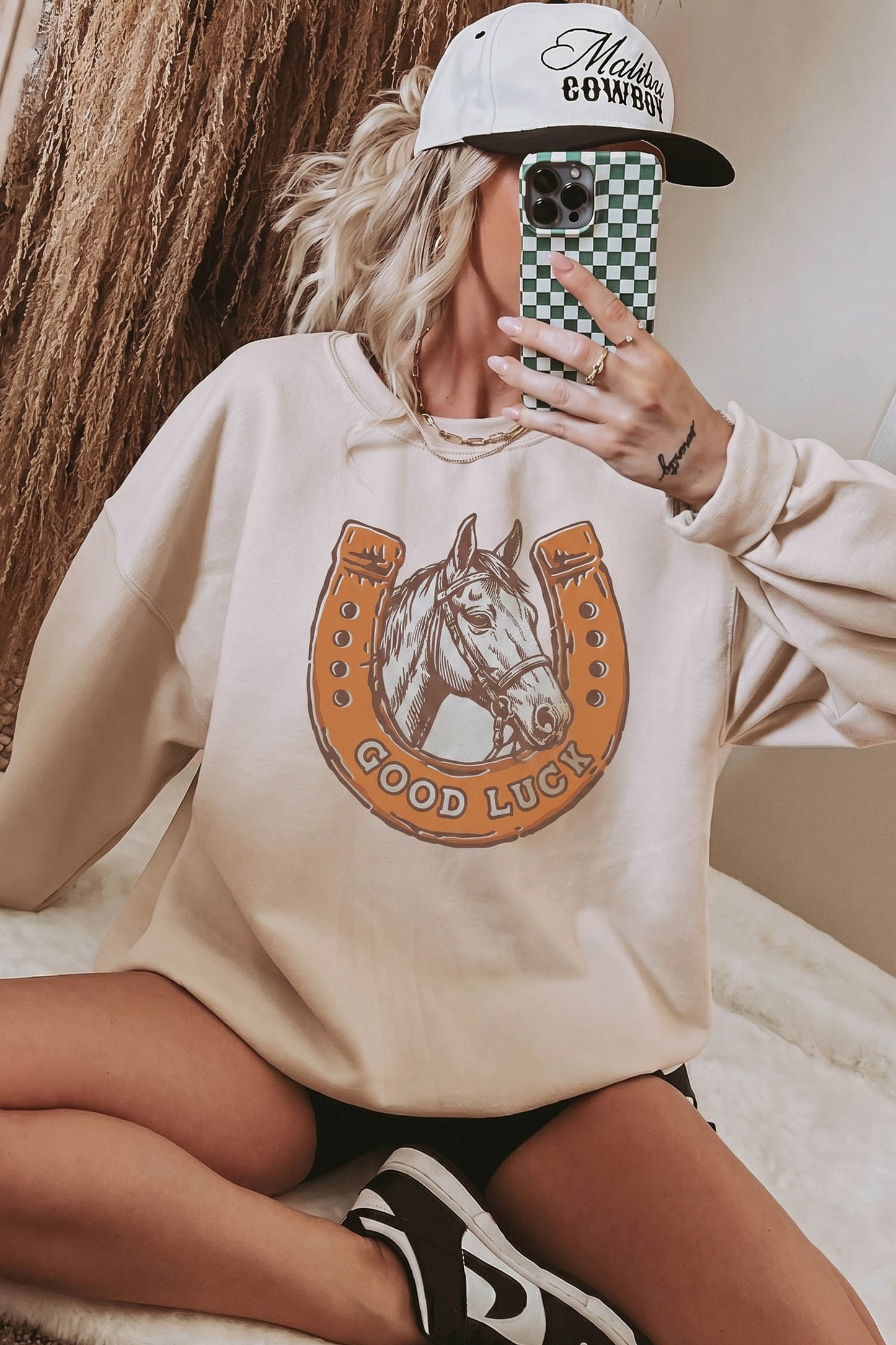Western Horseshoe Oversized Sweatshirt