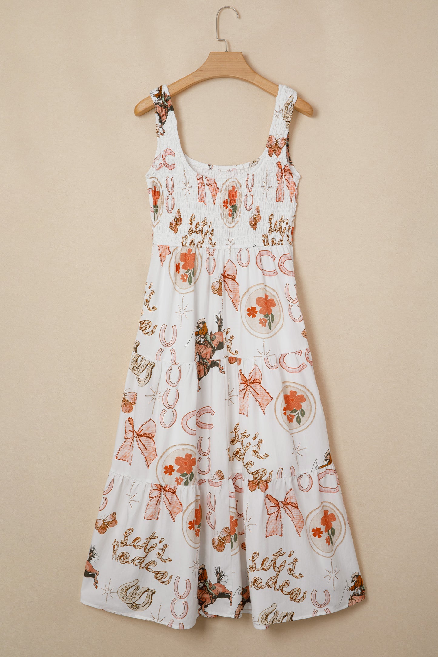 Western Print Sleeveless Midi Dress