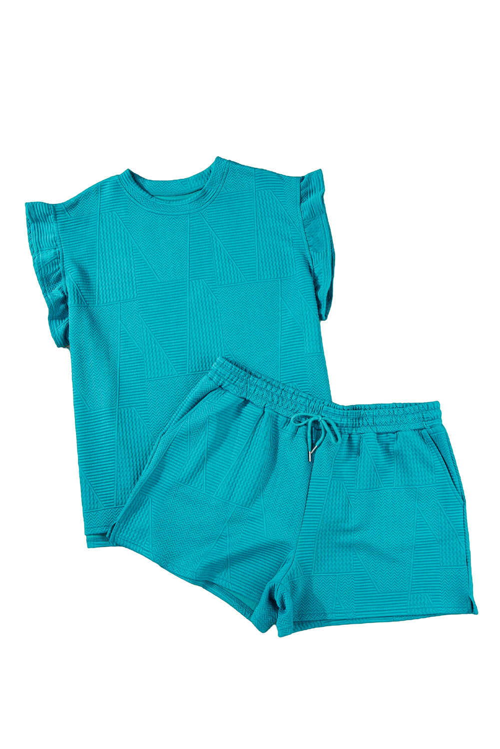 Textured Ruffle Top Shorts Set