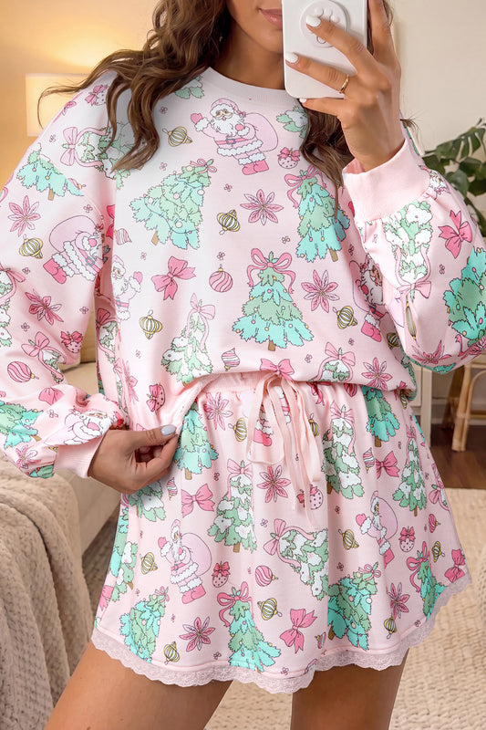 Christmas Print Skirt Set