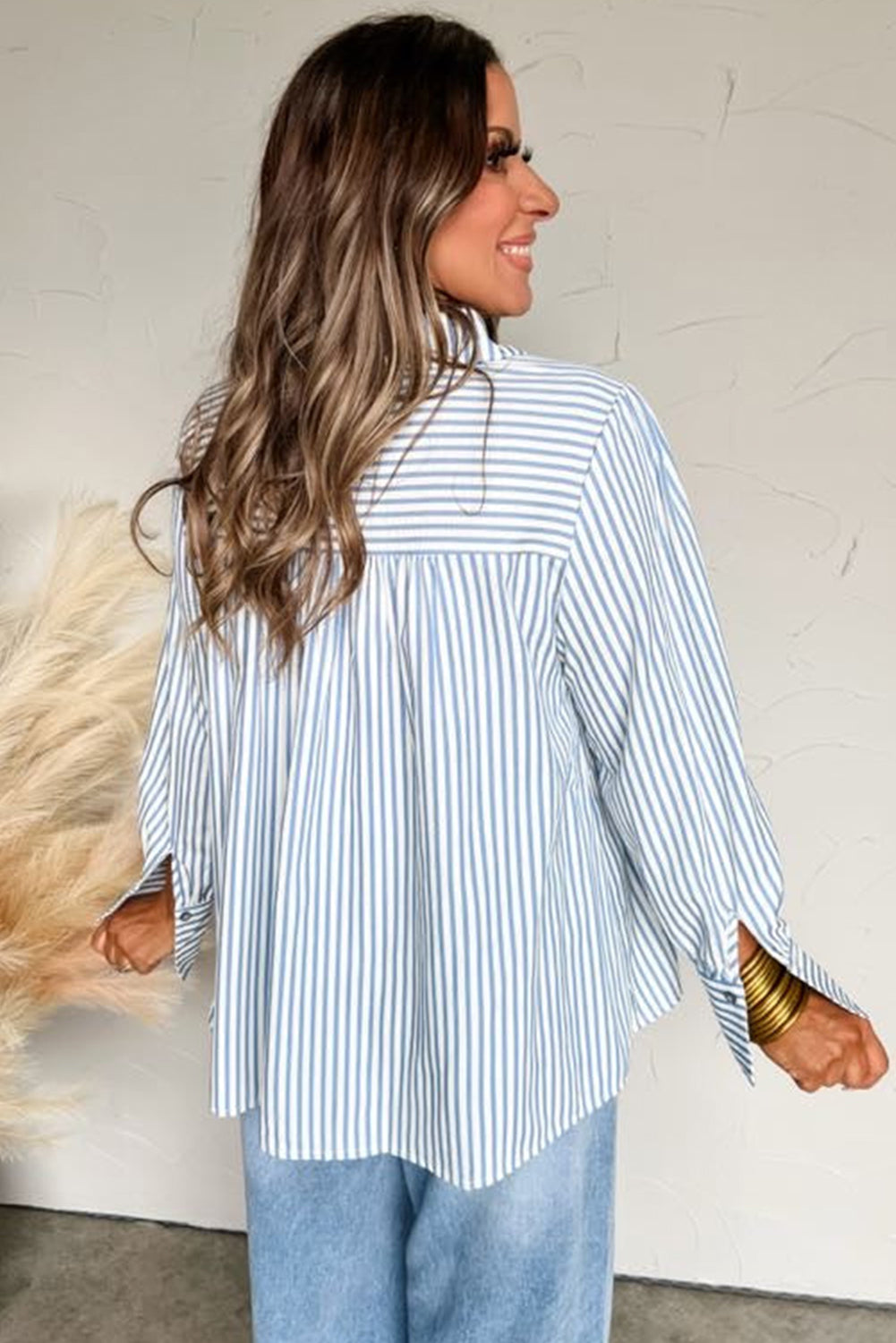 Striped Smocked Popover Shirt