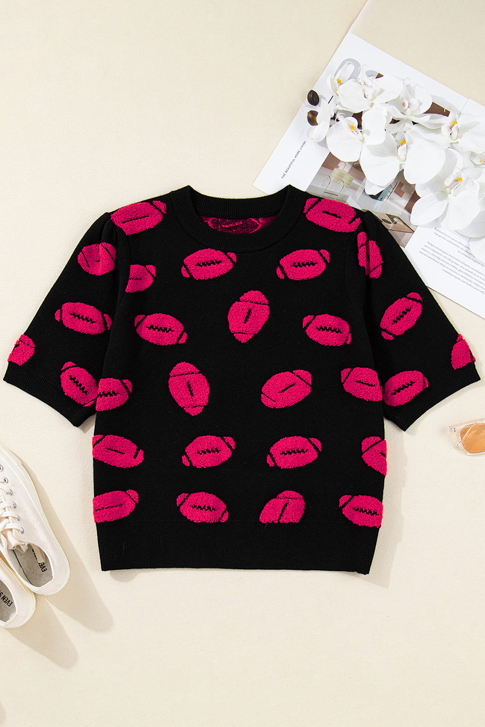 Black and Red Football Sweater