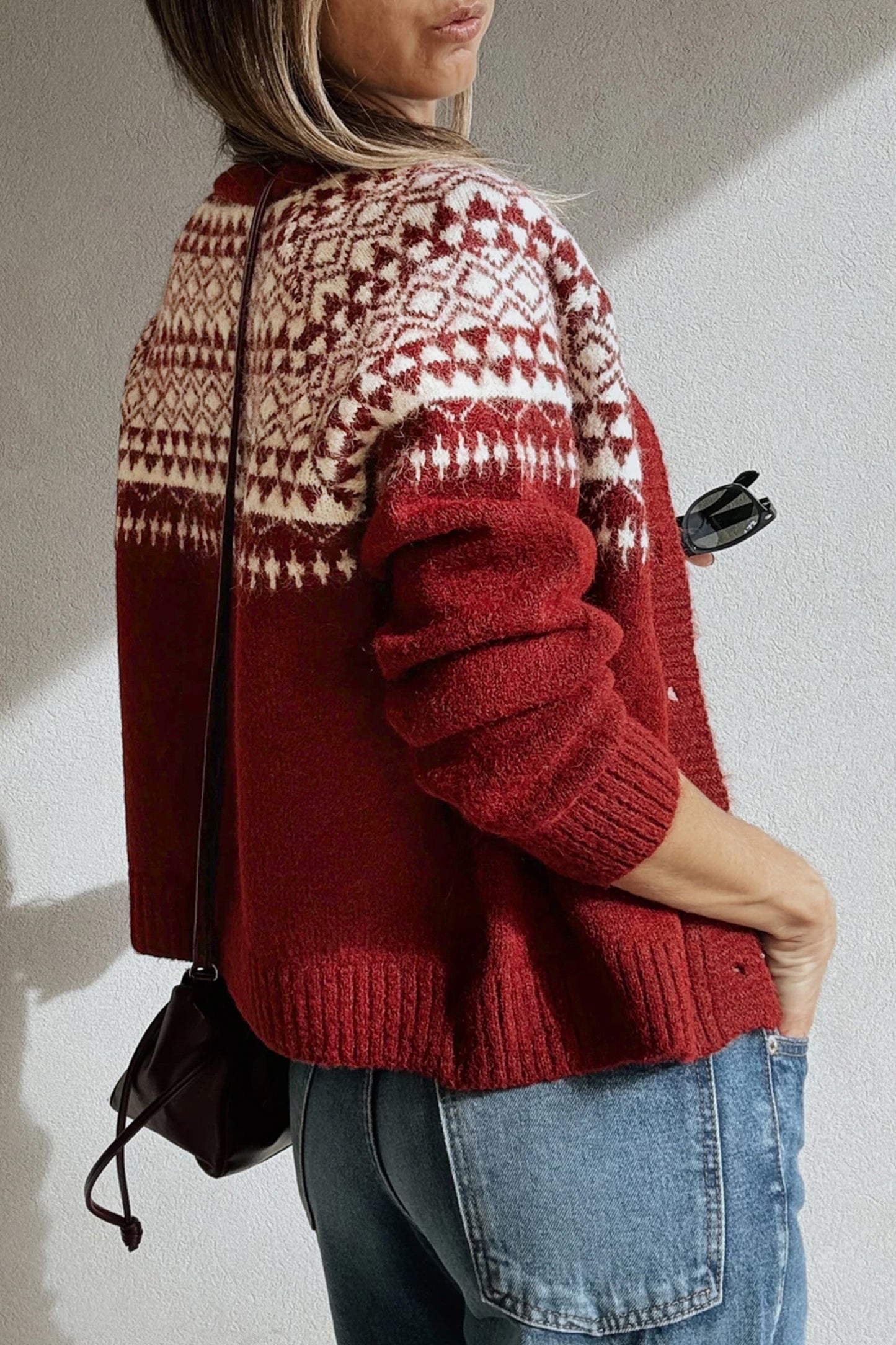 Red Fair Isle Cardigan