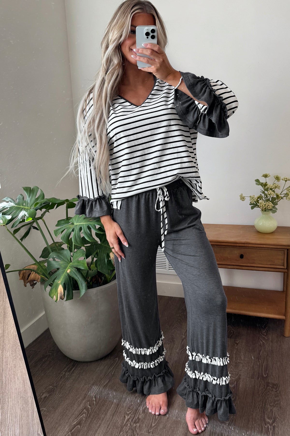 Ruffle Trim Top and Pants Set