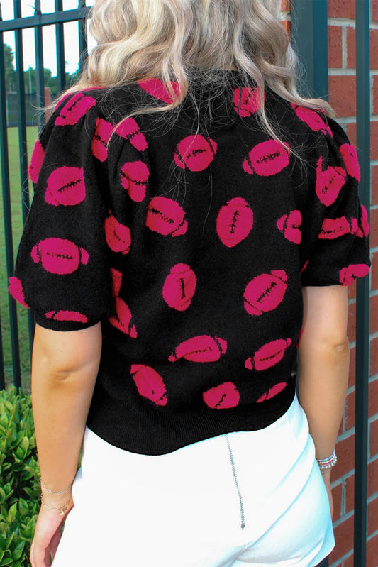 Black and Red Football Sweater