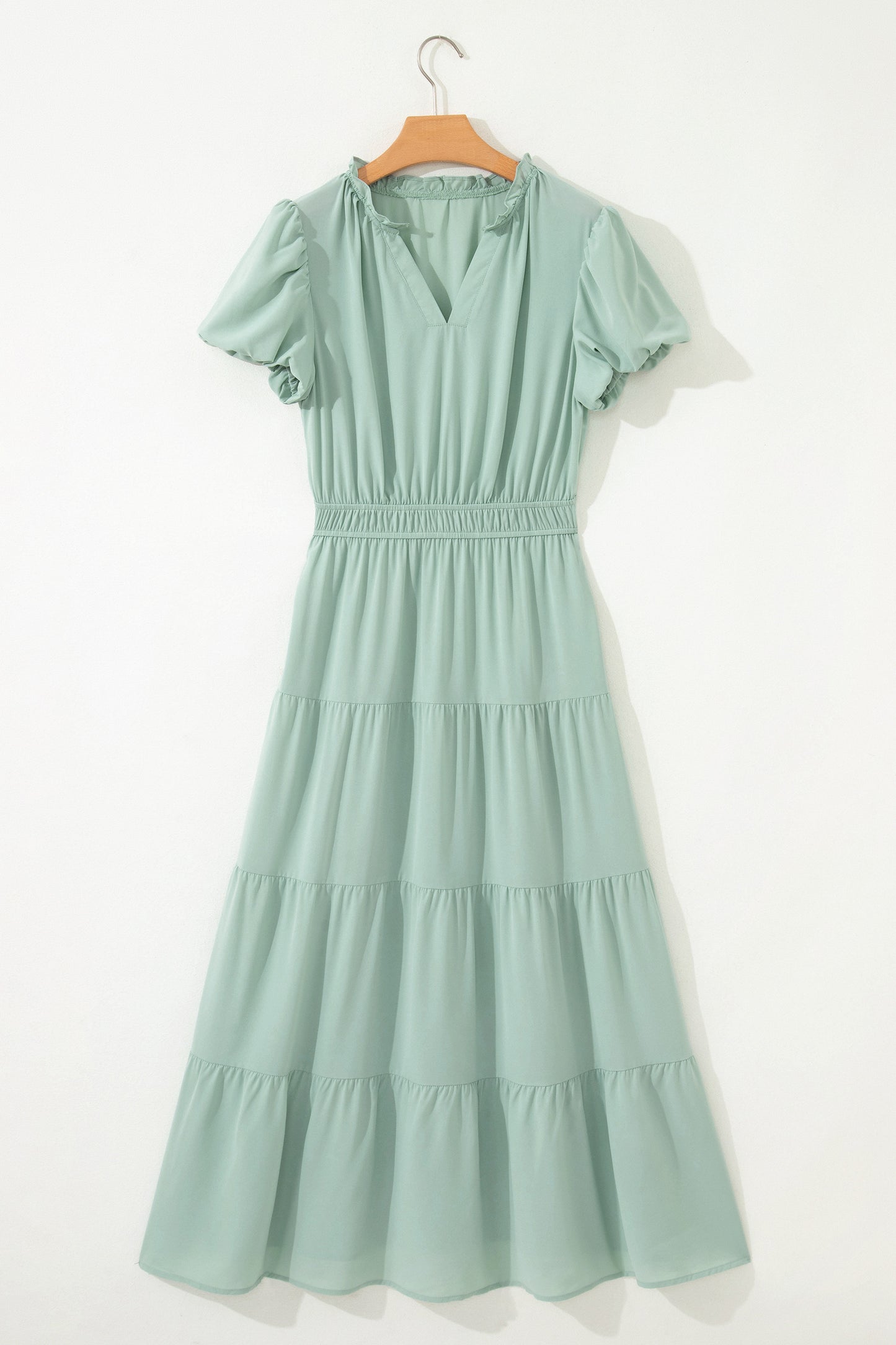 Solid Color V Neck Maxi Dress