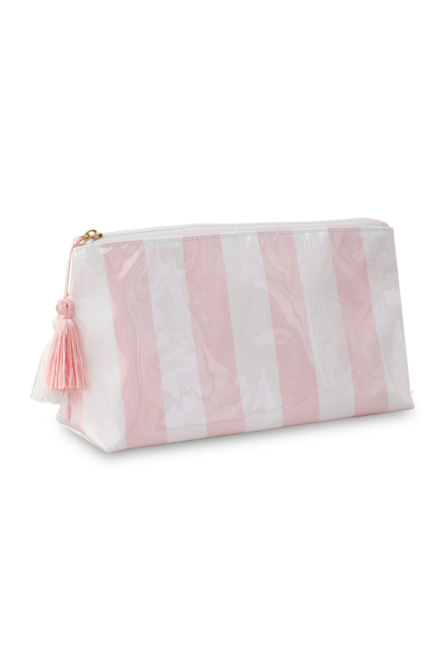 Striped Vinyl Waterproof  Zipper Bag