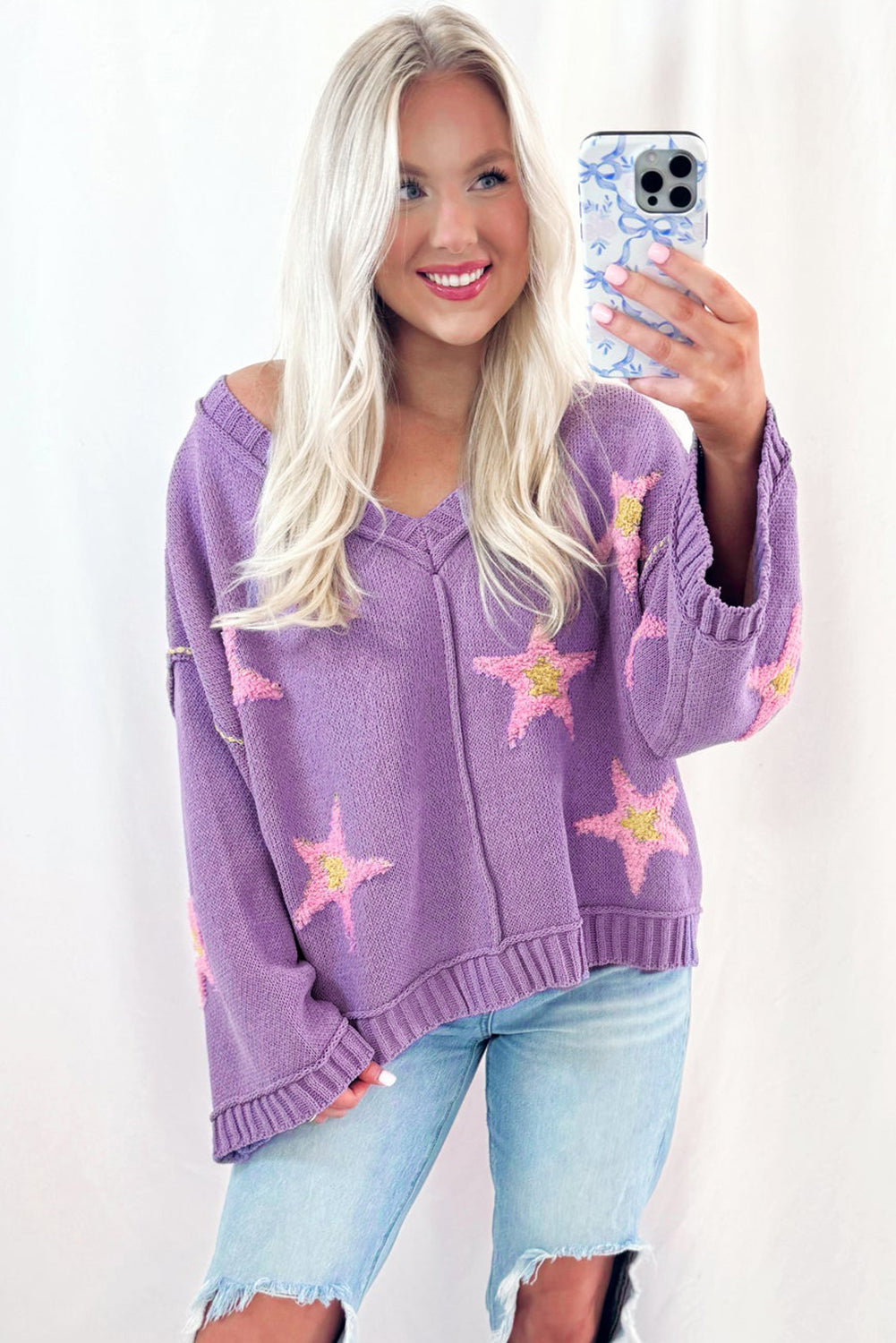 Lavender Star Oversize Sweater