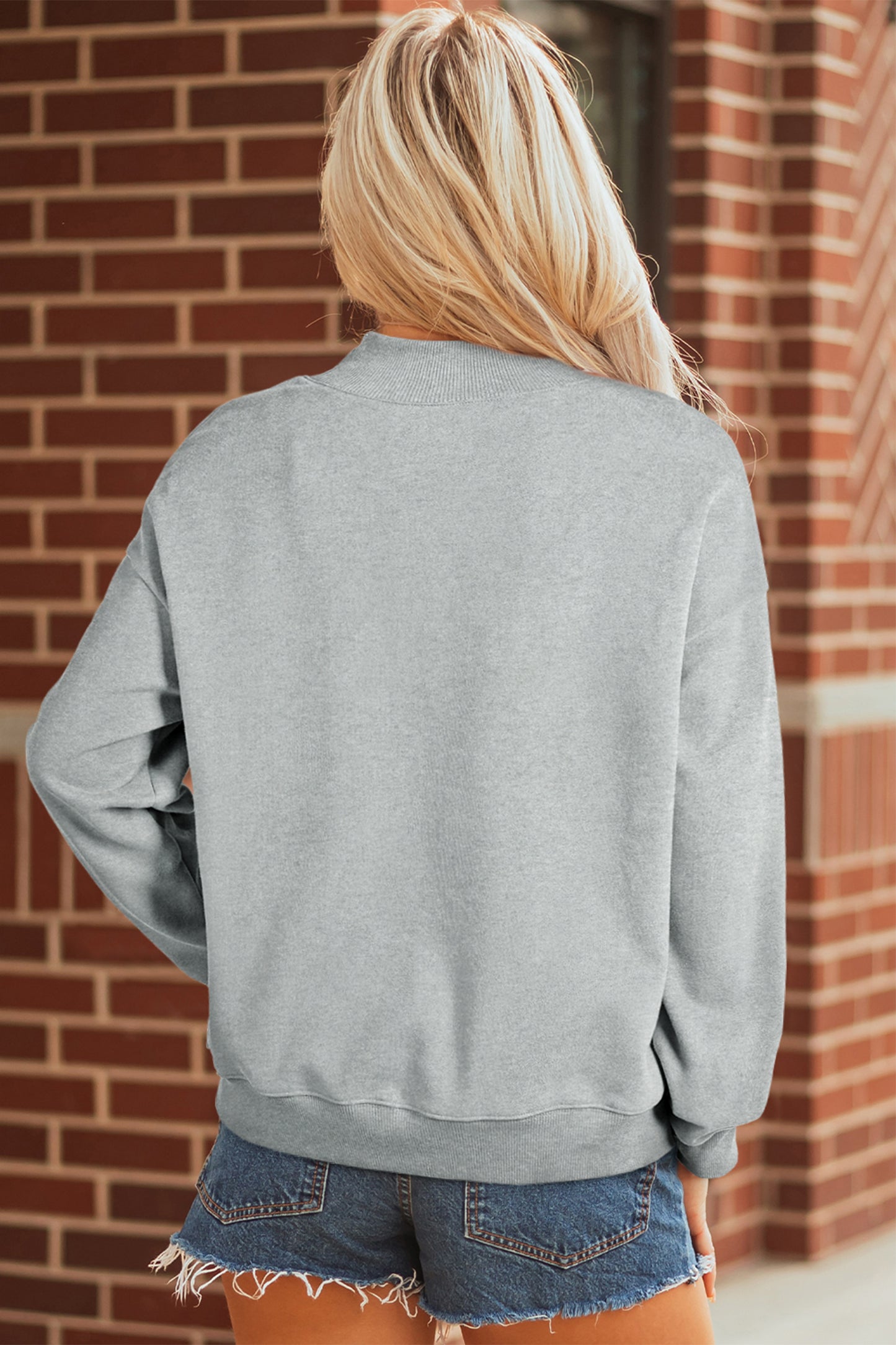 Gray hello fall Embroidered Sweatshirt